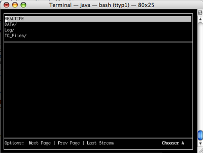 Root level of the Mac OS X curses-based chooser